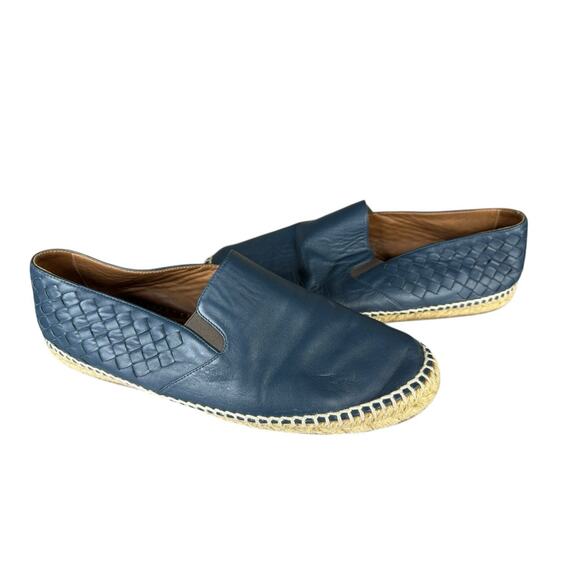 Bottega Veneta Gala Blue Leather Espadrilles Woven Slip-On Shoes Size 42 Men - Picture 3 of 11